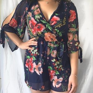 Blue Floral Romper